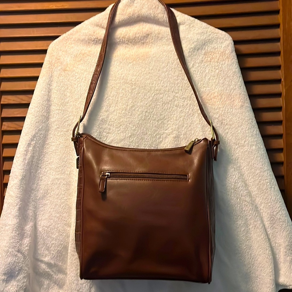 Relic leather look panel shoulder handbag